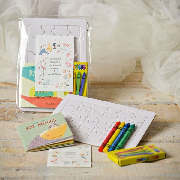 Mini Cuento + Puzzle/Ceras + Bolsa Bio/Etiqueta | Colección Fantasía