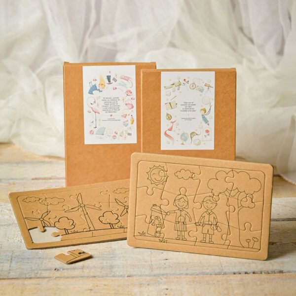 Puzzles Coloreables + Caja Kraft/Etiqueta | Colección Fantasía